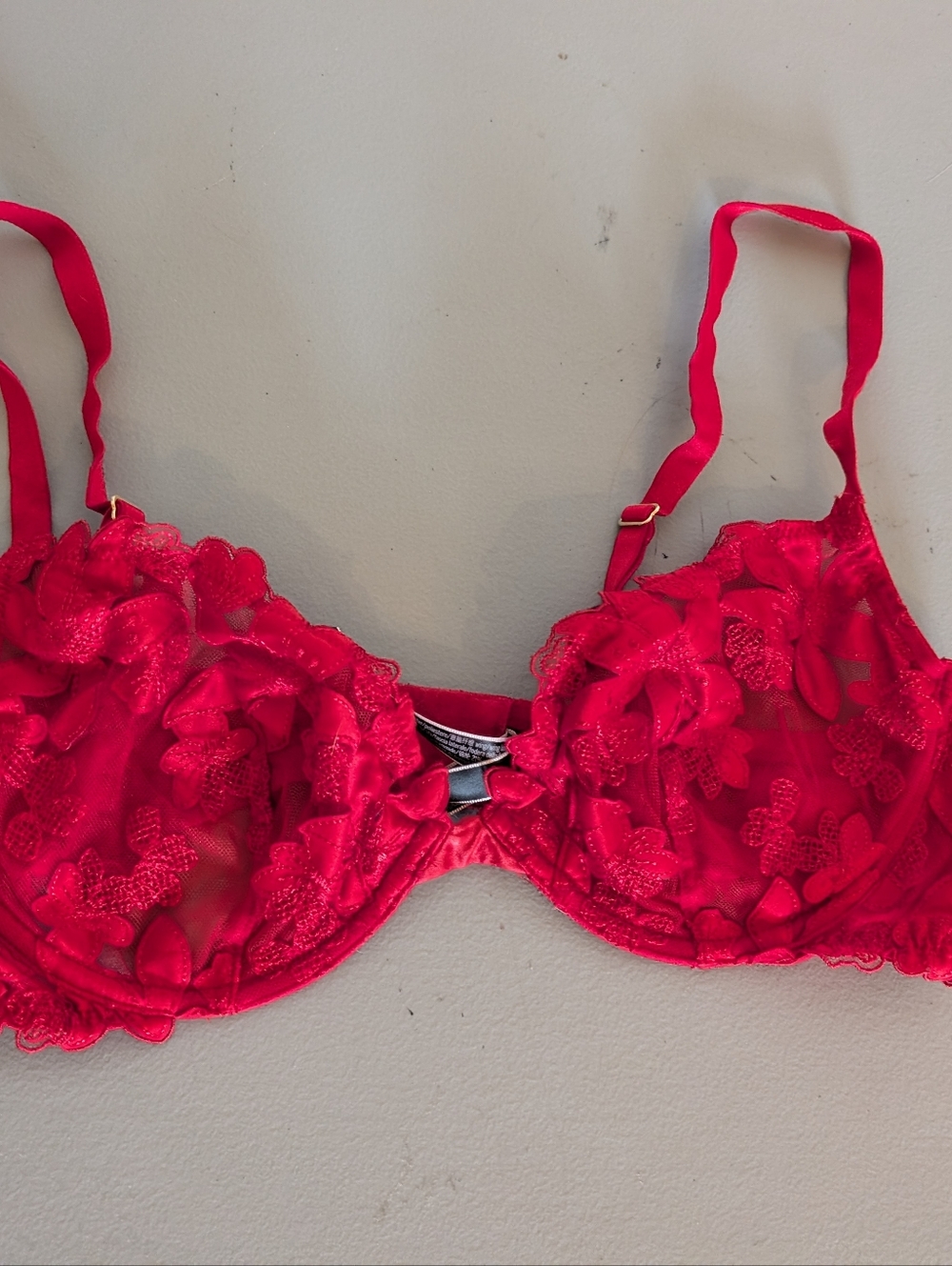 Victoria's Secret Ziggy Glam Floral Embroidery Unlined Demi Bra Red